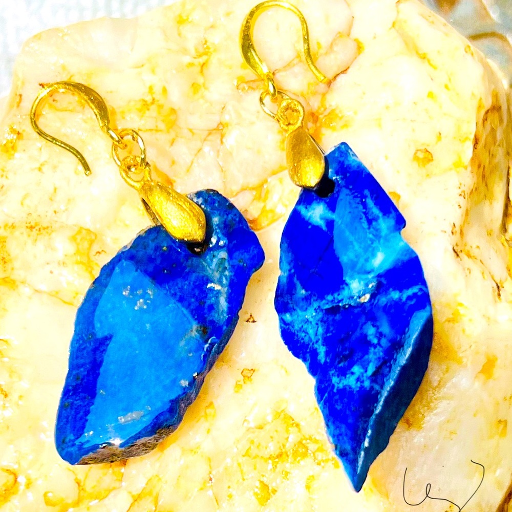 Earring Lapiz lazuli, sterling 18k gold plated.